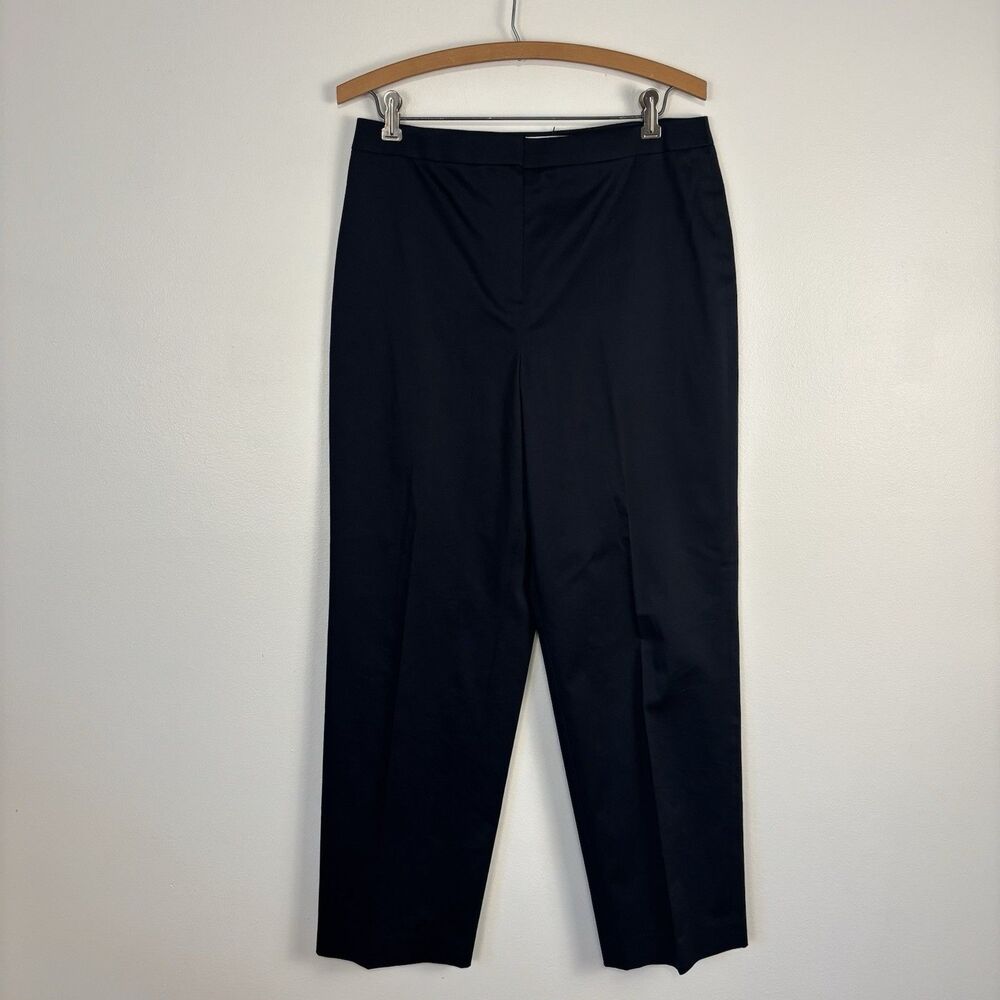 Vintage Talbots Womens 10 Navy Blue Straight Leg Flat Front Cotton Stretch Pants